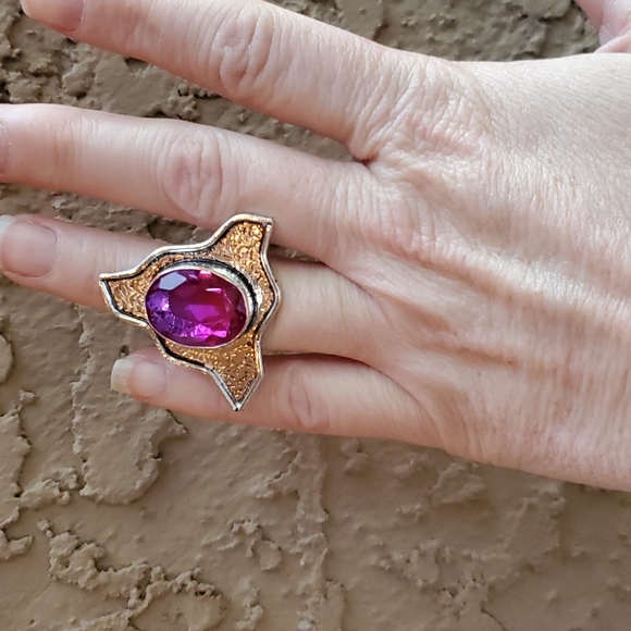 New Unique Bi-Color Tourmaline 925 Silver Ring. - Picture 4 of 16